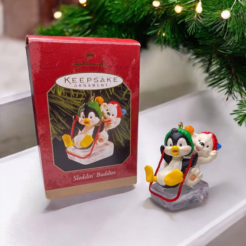 Hallmark Keepsake Ornament Sledding Buddies Christmas Ornament - 1999 Vintage